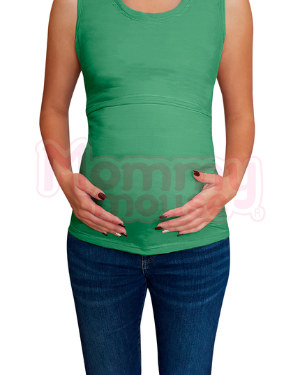 Blusa maternidad-lactancia. Tirante ancho Verde