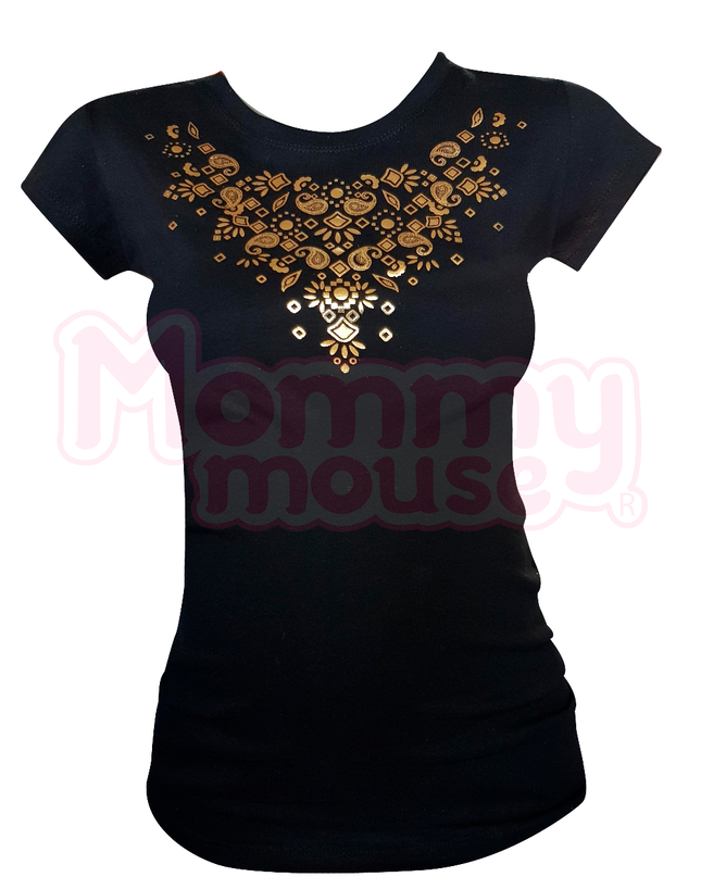 Blusa Maternidad Básica Manga corta. Collar oro