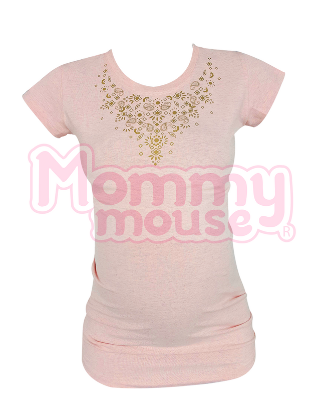 Blusa Maternidad Básica Manga corta. Collar oro