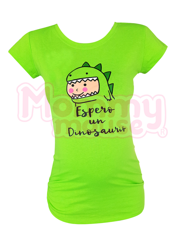 Blusa Maternidad Básica Manga corta. Espero un dinosaurio