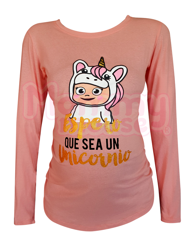 Blusa Maternidad Básica Manga Larga.  Espero sea un unicornio