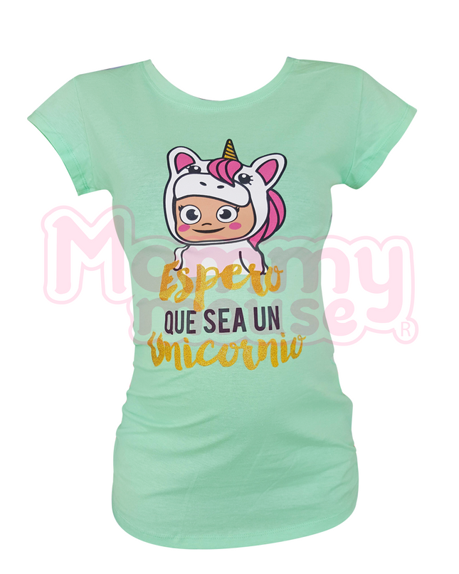 Blusa Maternidad Básica Manga corta. Espero sea un unicornio