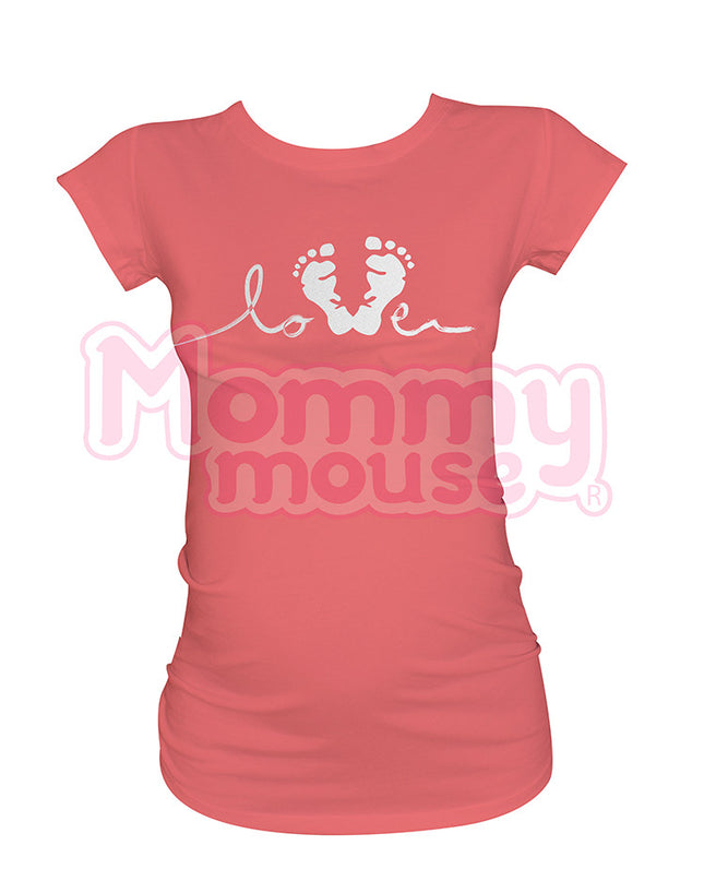 Blusa Maternidad Básica Manga corta.  Love plateado.