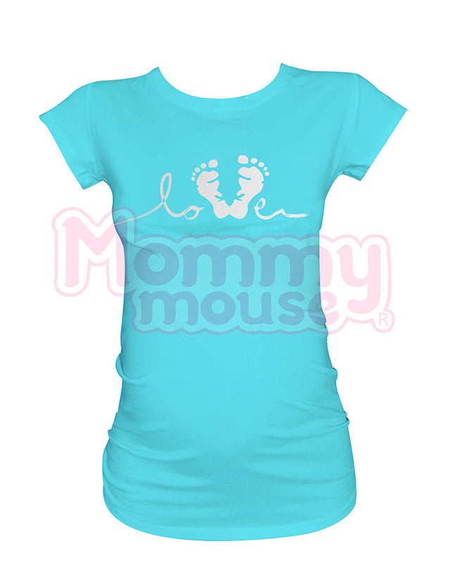 Blusa Maternidad Básica Manga corta.  Love plateado.