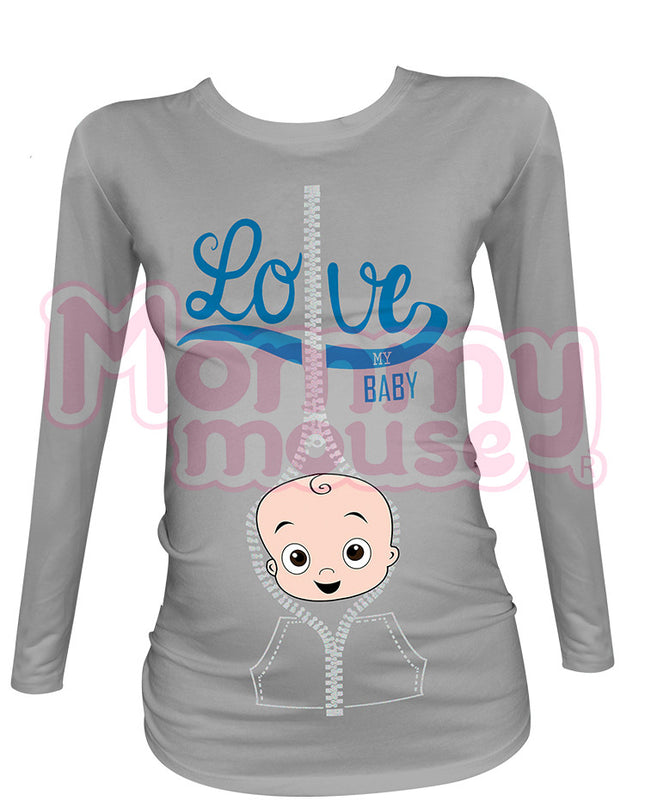 Blusa Maternidad Básica Manga Larga. Love my baby niño.