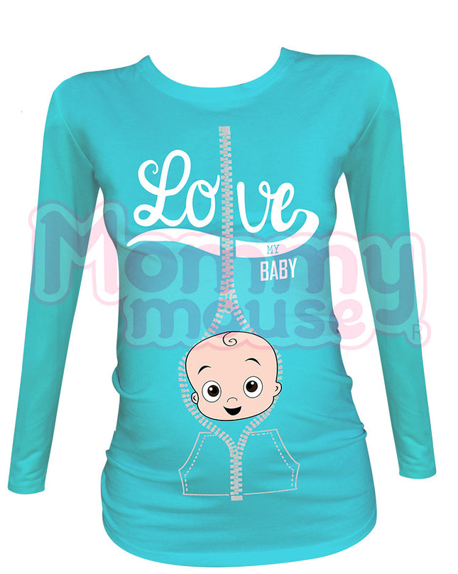 Blusa Maternidad Básica Manga Larga. Love my baby niño.