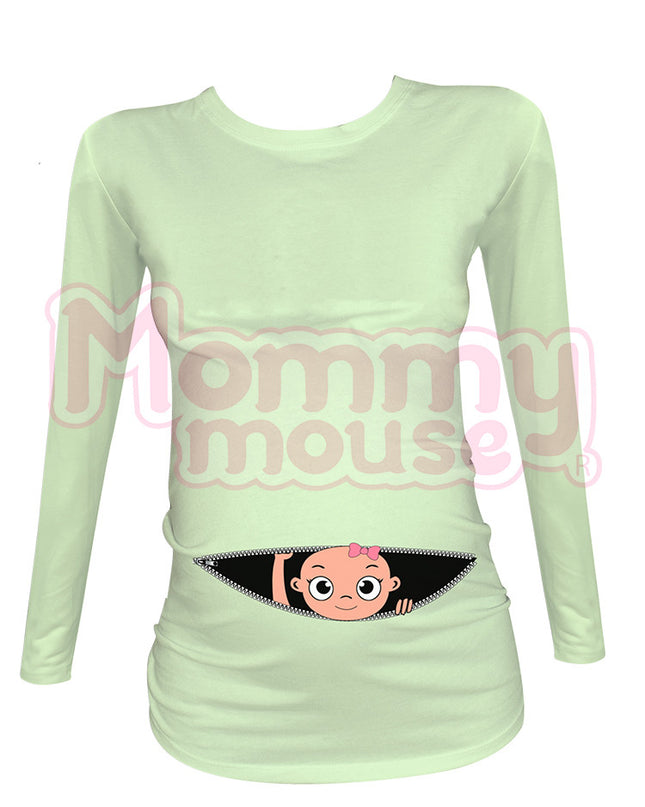 Blusa Maternidad Básica Manga Larga.  Cierre niña