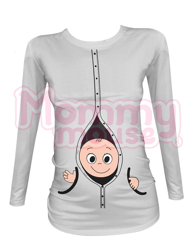 Blusa Maternidad Básica Manga Larga. Botonazo