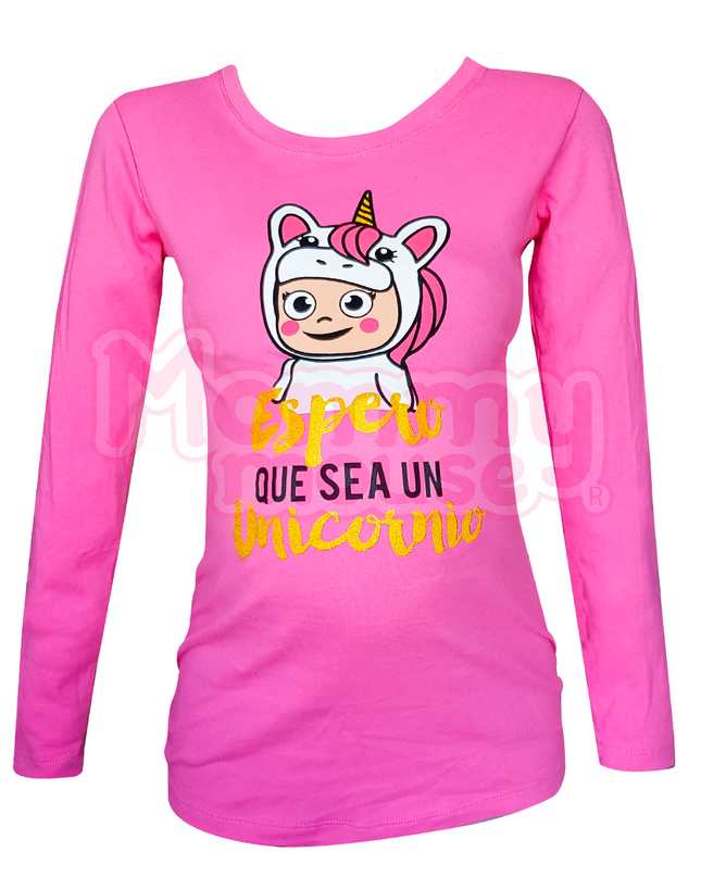 Blusa Maternidad Básica Manga Larga.  Espero sea un unicornio
