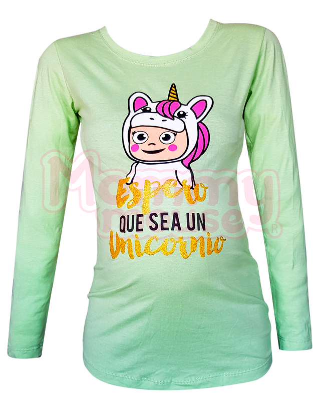 Blusa Maternidad Básica Manga Larga.  Espero sea un unicornio