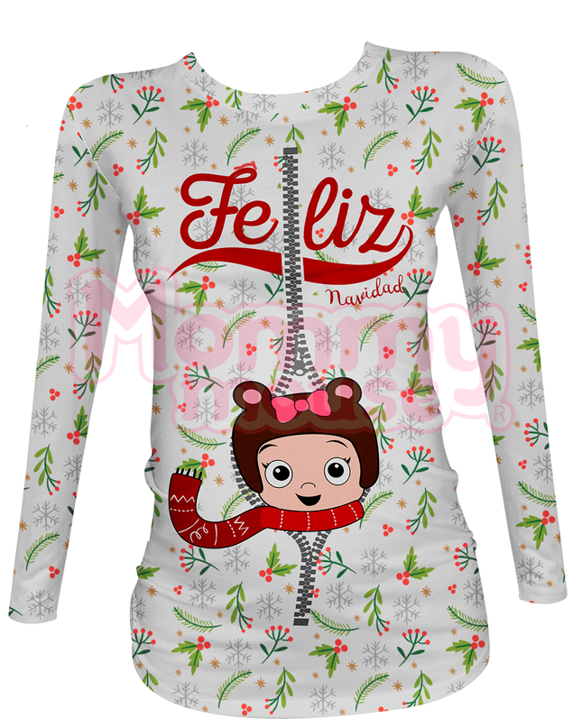 Blusa Maternidad Full P Manga Larga. Feliz Navidad niña