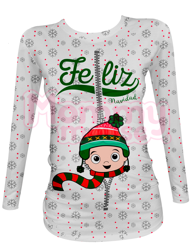 Blusa Maternidad Full P Manga Larga. Feliz Navidad niño