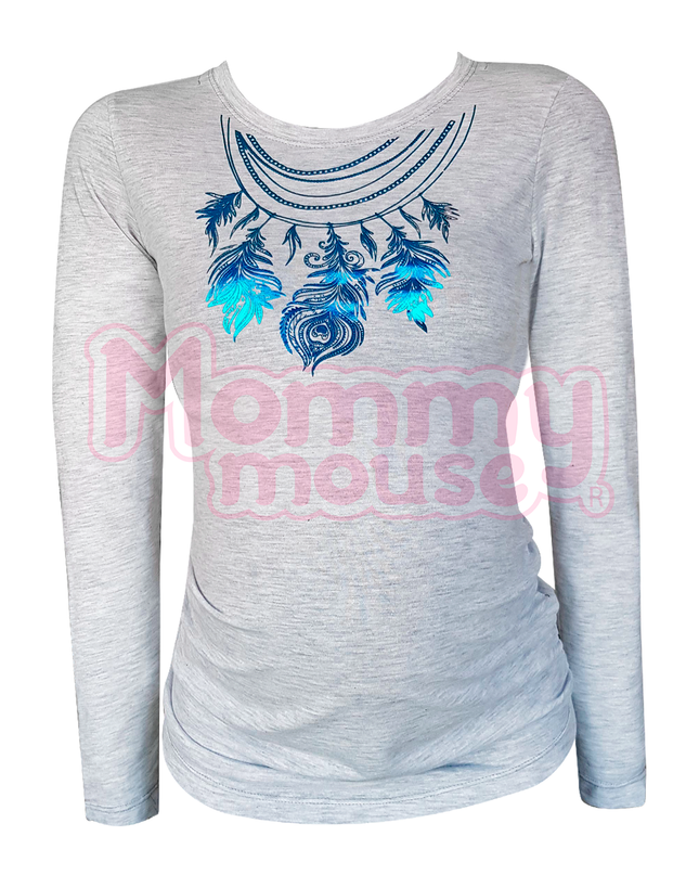 Blusa Maternidad Básica Manga Larga.  Plumas metálicas