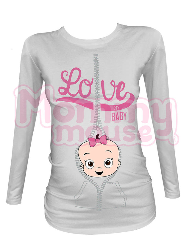 Blusa Maternidad Básica Manga Larga. Love my baby niña.