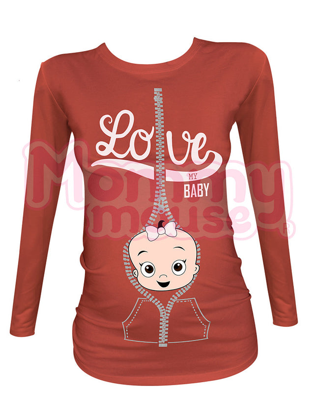 Blusa Maternidad Básica Manga Larga. Love my baby niña.