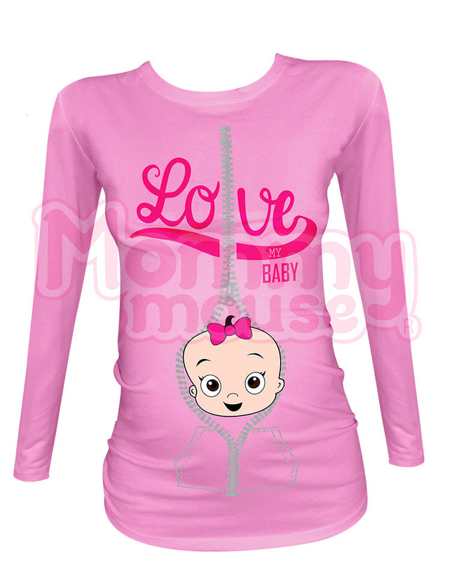 Blusa Maternidad Básica Manga Larga. Love my baby niña.