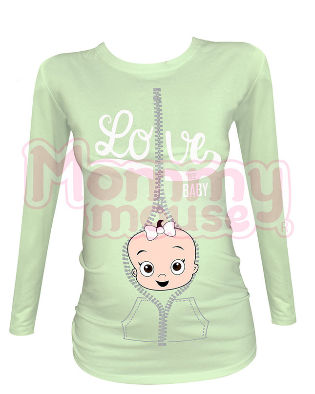 Blusa Maternidad Básica Manga Larga. Love my baby niña.