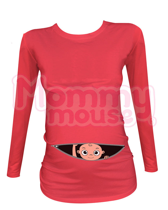 Blusa Maternidad Básica Manga Larga. Cierre niño