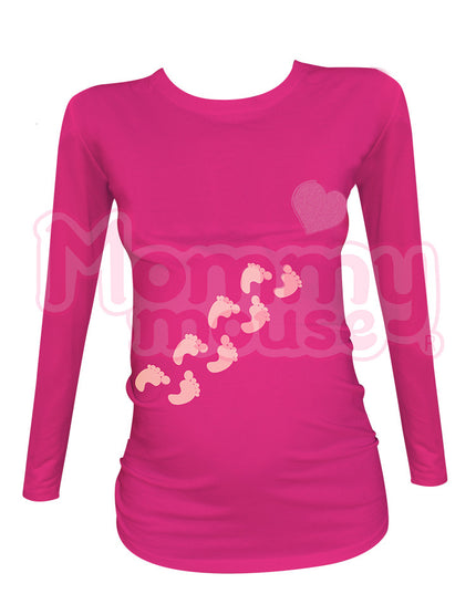 Blusa Maternidad Básica Manga Larga. Piesitos Corazón