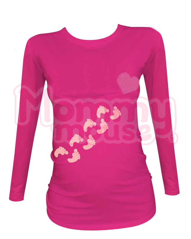 Blusa Maternidad Básica Manga Larga. Piesitos Corazón