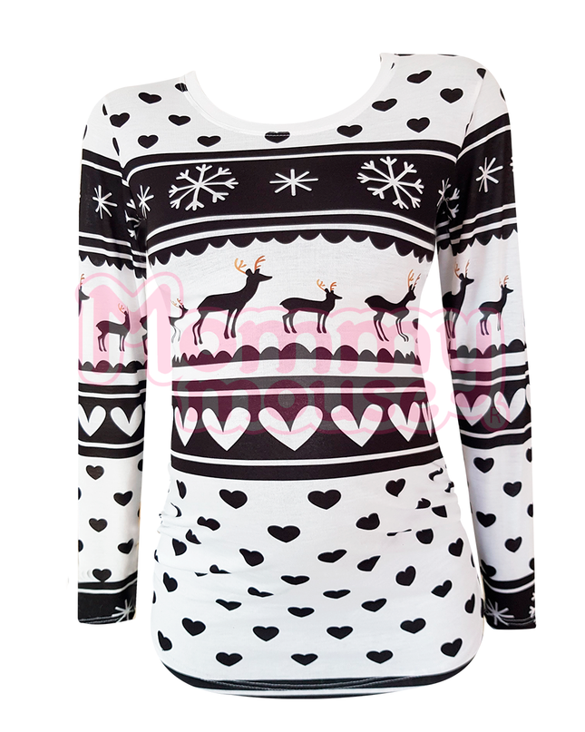 Blusa Maternidad Full P Manga Larga. Trival navideño
