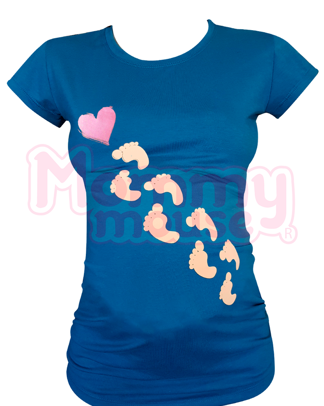 Blusa Maternidad Básica Manga corta.  Piesitos corazón.