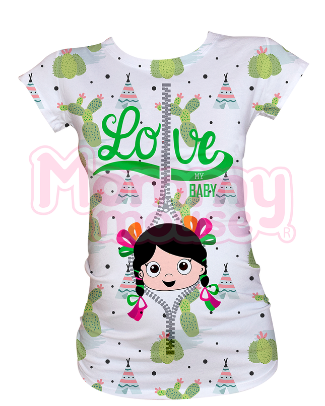 Blusa maternidad manga corta Full Print. Love baby adelita