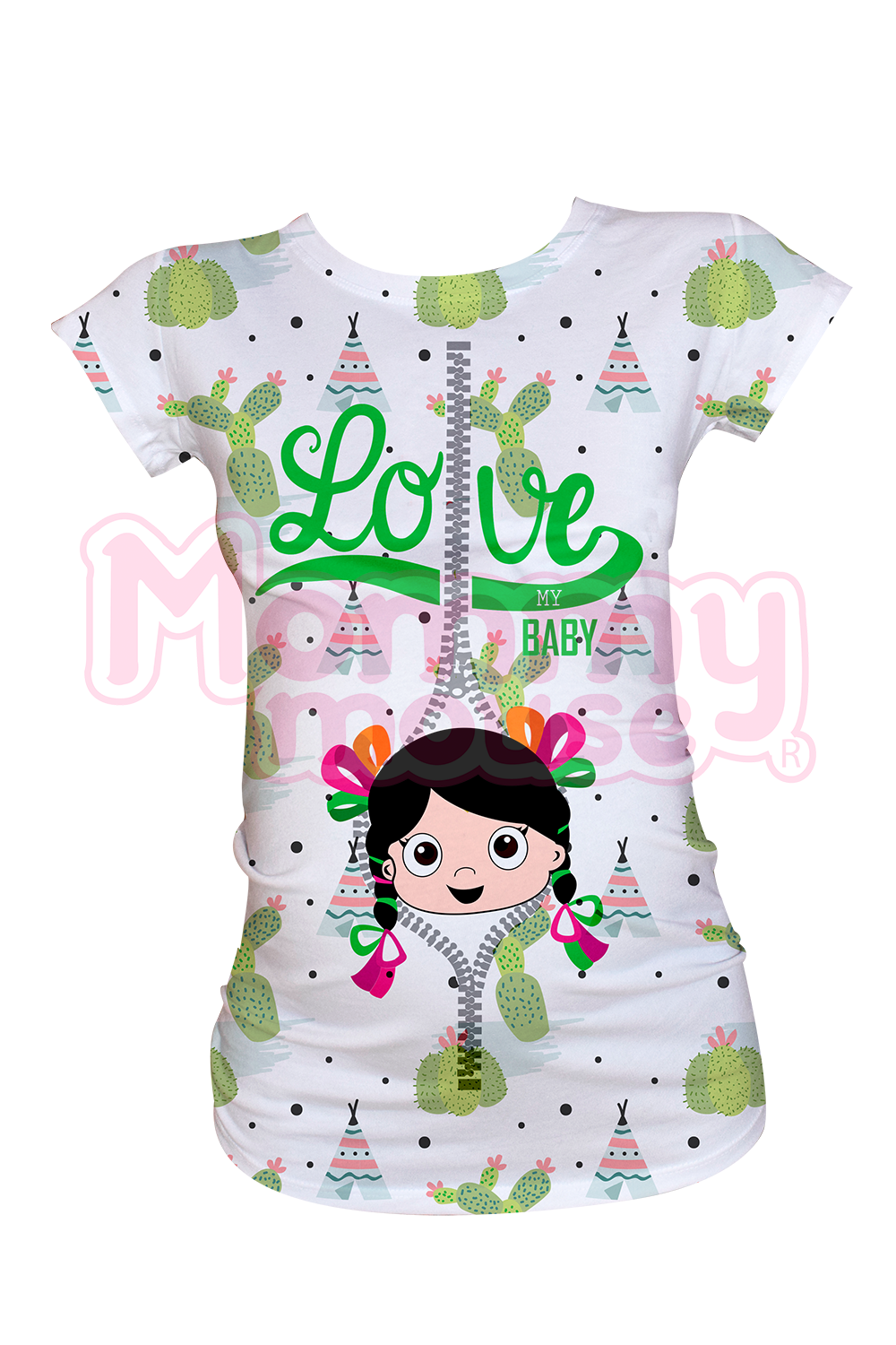 Blusa maternidad manga corta Full Print. Love baby adelita