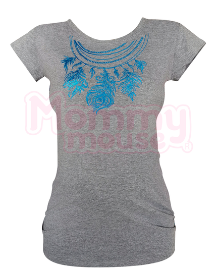 Blusa Maternidad Aplicación Manga corta. Plumas metálicas