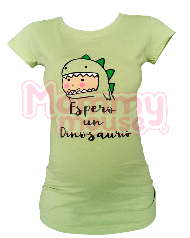 Blusa Maternidad Básica Manga corta. Espero un dinosaurio