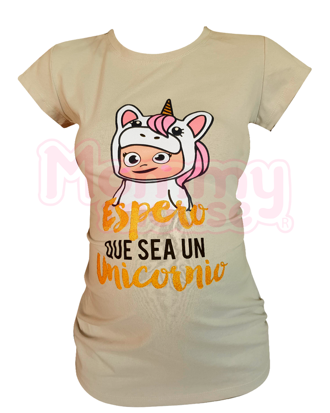 Blusa Maternidad Básica Manga corta. Espero sea un unicornio