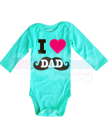 Pañalero Manga Larga . I love dad moustache verde