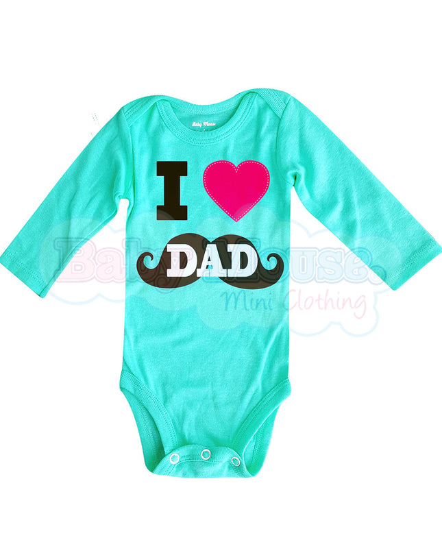 Pañalero Manga Larga . I love dad moustache verde