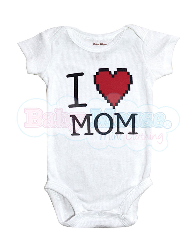 Pañalero Manga Corta Unisex.  Love mom pixeles.