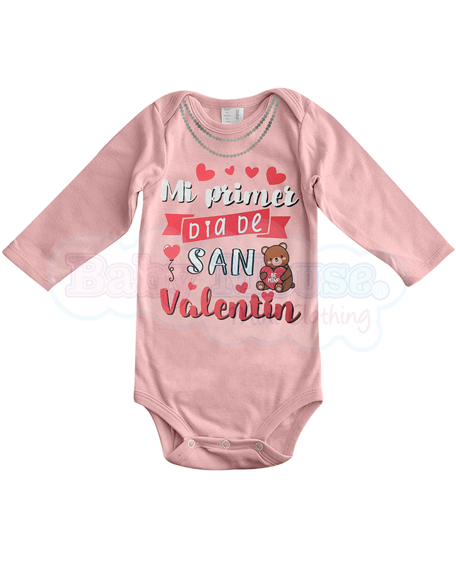 Pañalero Manga Larga Niña. Mi primer san valentín collar