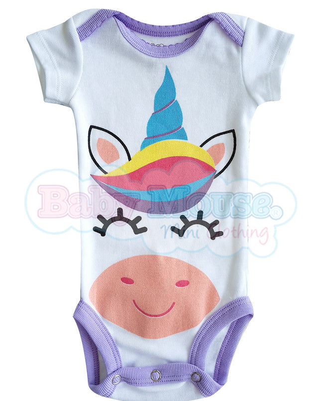 Pañalero Manga Corta Niña. Unicornio pompón
