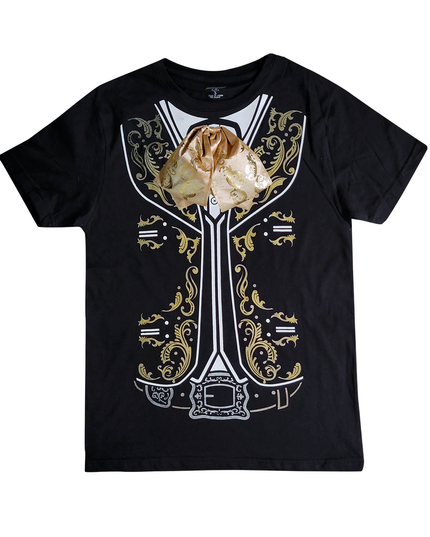 Playera caballero manga corta . Charro dorado moño real