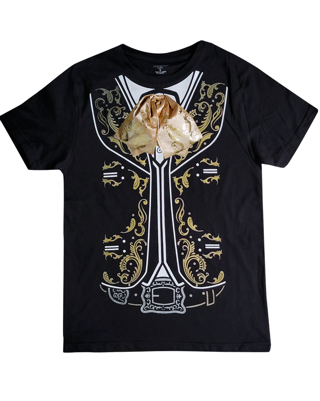 Playera caballero manga corta . Charro dorado moño real