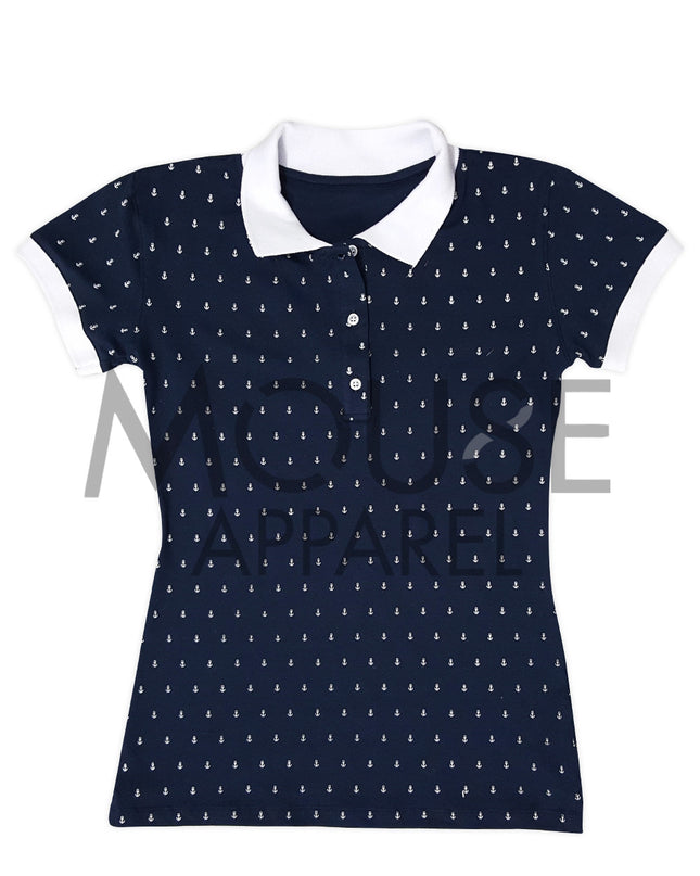 Playera Dama tipo polo. Anclas