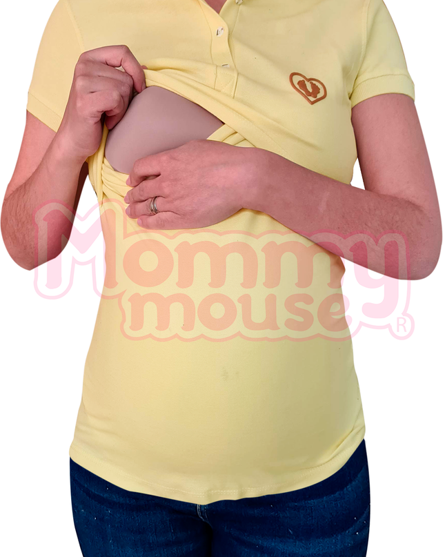 Blusa maternidad - lactancia Tipo Polo. Amarillo