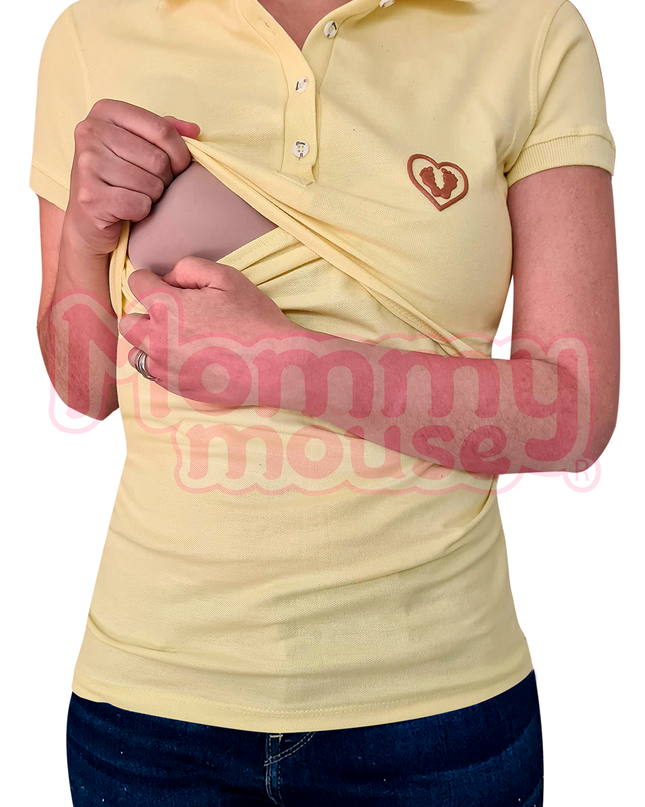 Blusa maternidad - lactancia Tipo Polo. Amarillo