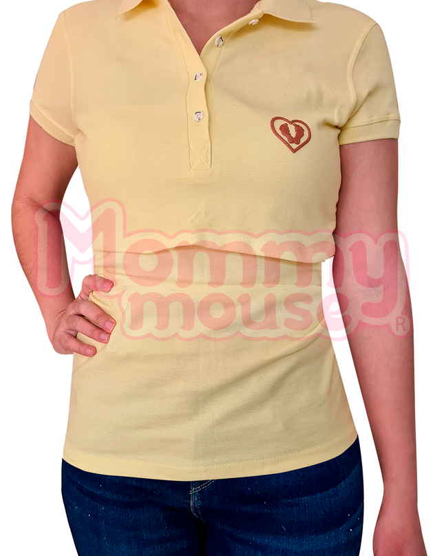Blusa maternidad - lactancia Tipo Polo. Amarillo