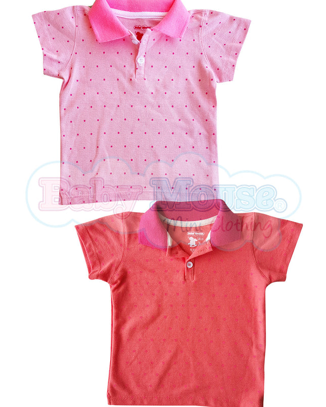 2 Pack.Playera bebé Tipo Polo. Rosa/Coral