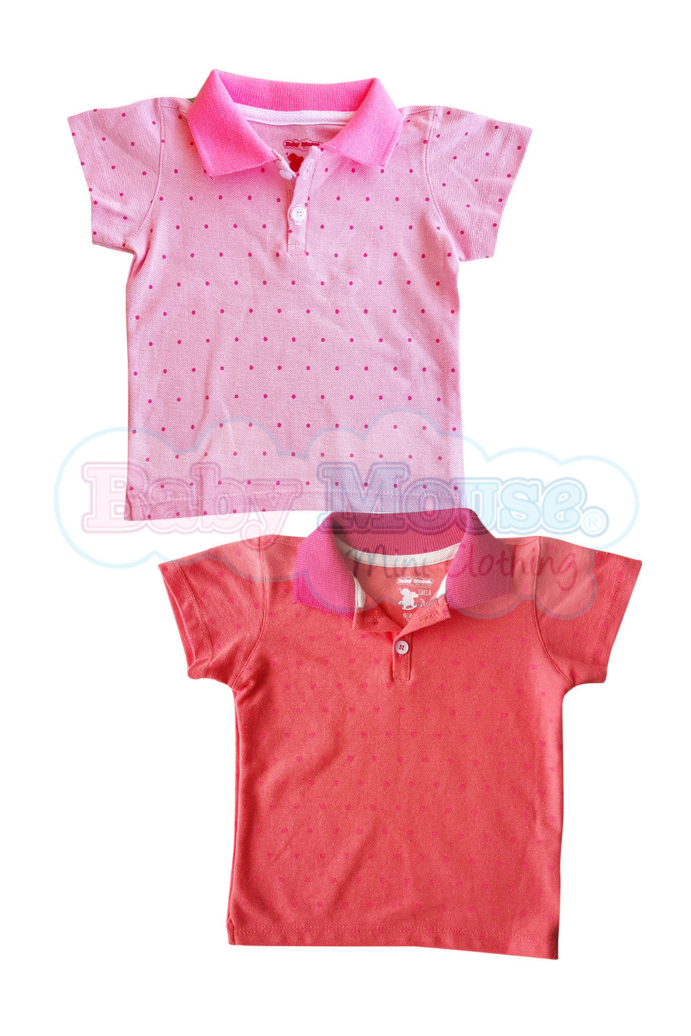 2 Pack.Playera bebé Tipo Polo. Rosa/Coral – Mouse Apparel