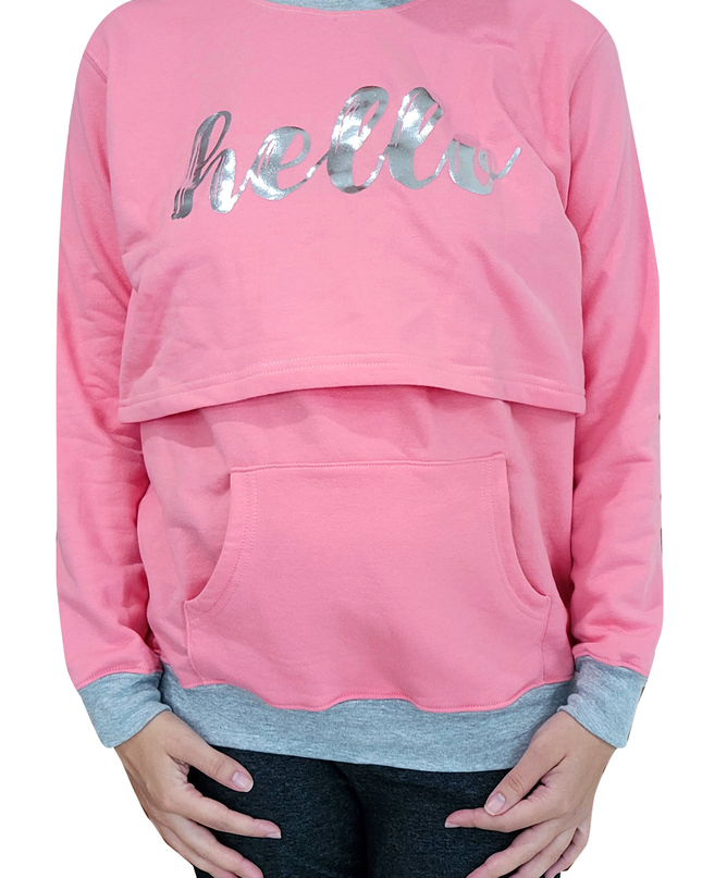 Sudadera cuello redondo Lactancia. Hello Foil
