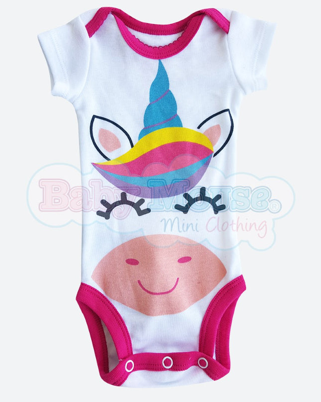Pañalero Manga Corta Niña. Unicornio pompón