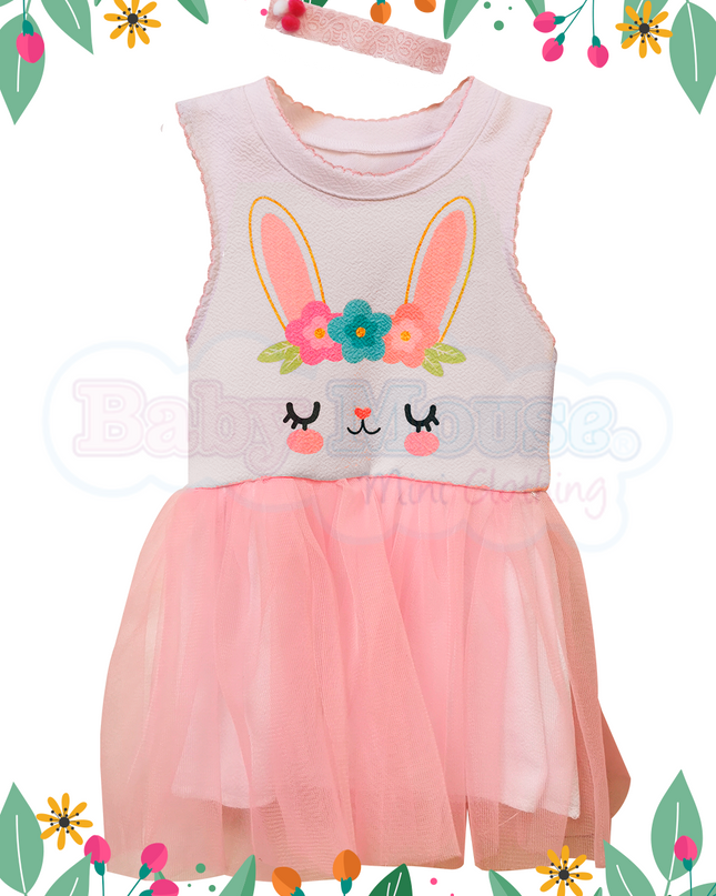 Vestido Conejita pompón 3 meses a 4 Años
