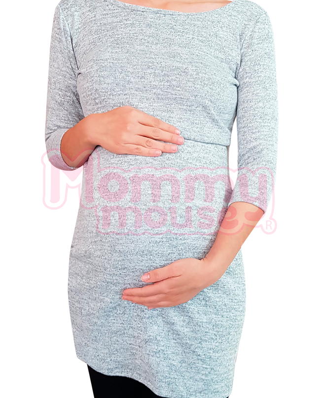 Vestido-blusón maternidad-lactancia. Gris Jaspe