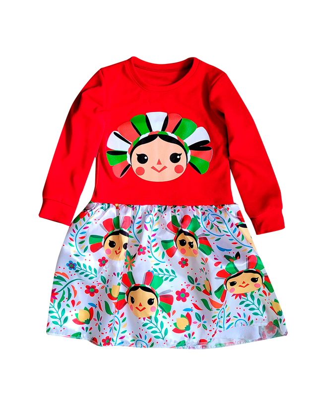 Vestido muñeca mexicana 3 meses a 8 Años