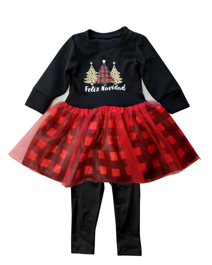 Vestido Feliz Navidad. 3 meses a 8 Años